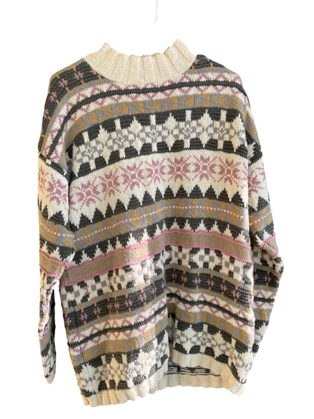 Vintage L.L. Bean Fair Isle Crewneck Sweater Cotton Made in USA - Women's XL
